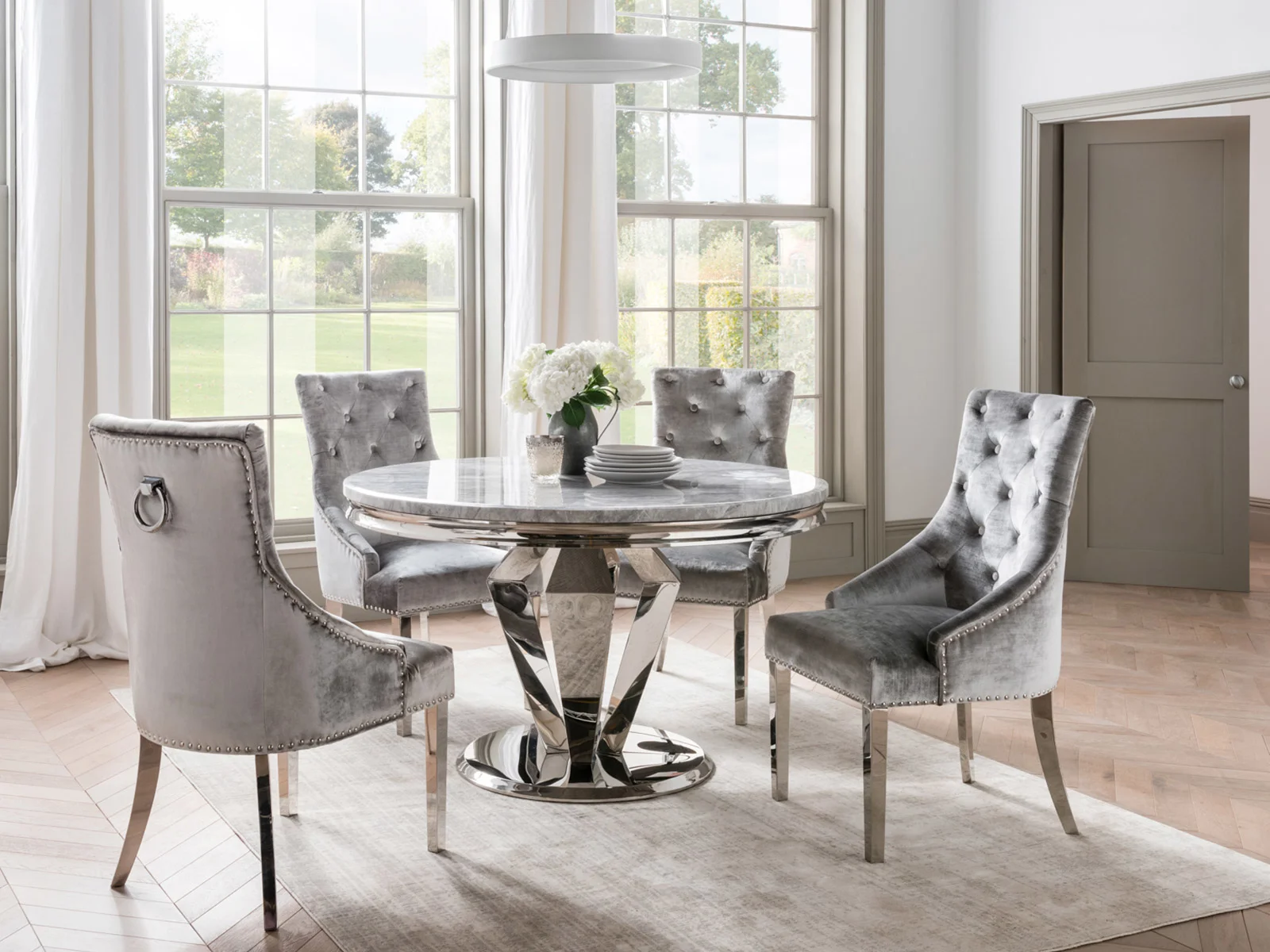 Round dining deals table four chairs