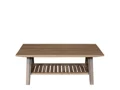 COFFEE TABLE, SLATTED SHELF - WOOD LEG