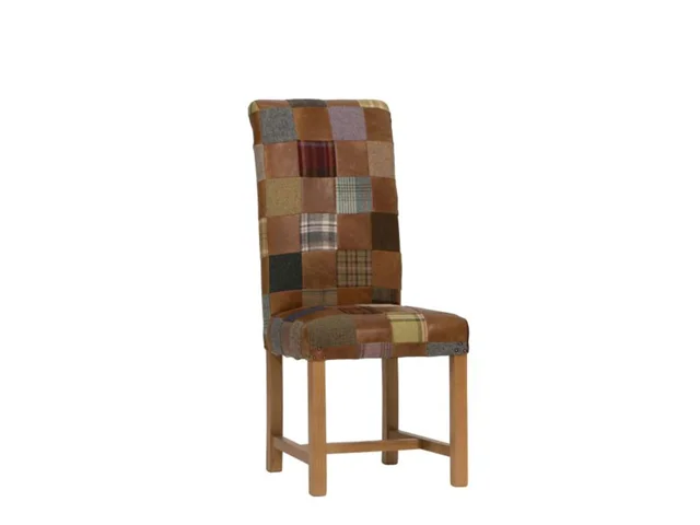 RETFORD PATCHWORK CHAIR LEATHER & WOOL MIX