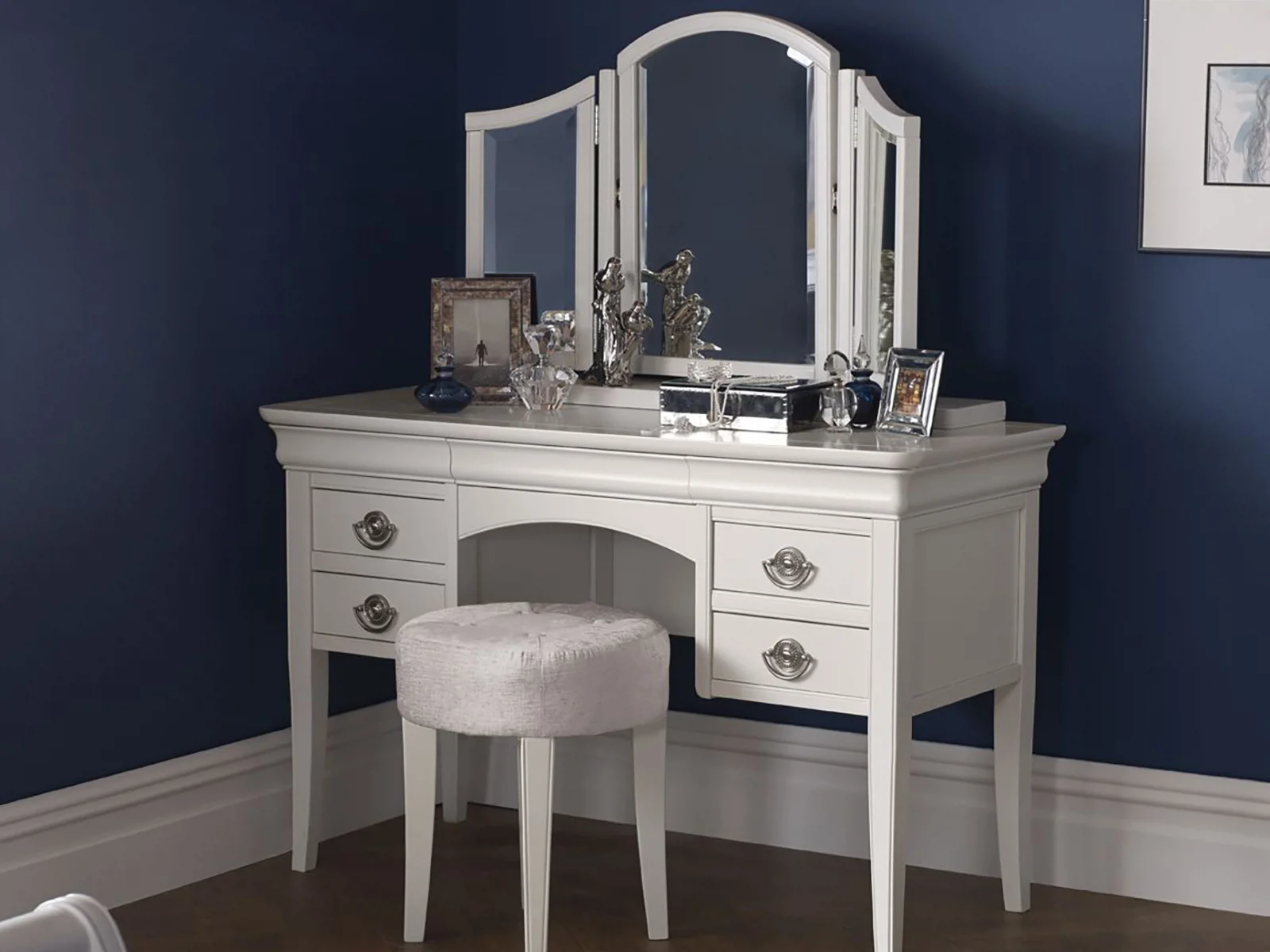 Nicol vanity set with clearance stool and mirror