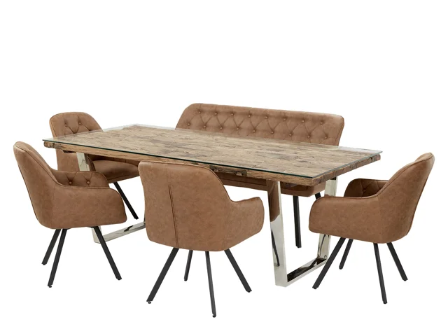 SHIMLA DINING TABLE, COLORADO BENCH & 4 COLORADO CHAIRS