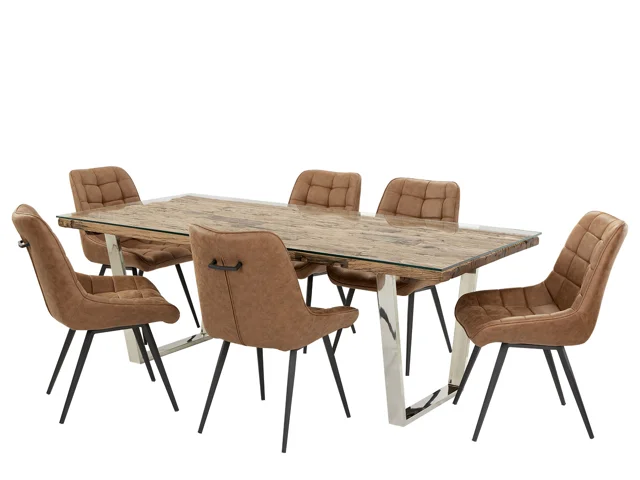 SHIMLA DINING TABLE & 6 NIKOLA CHAIRS