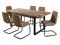 EXTENDING DINING TABLE AND 6 BROWN JUNO DINING CHAIRS