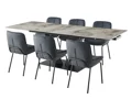DINING TABLE WITH 6 AMALFI CHAIRS IN DARK GREY